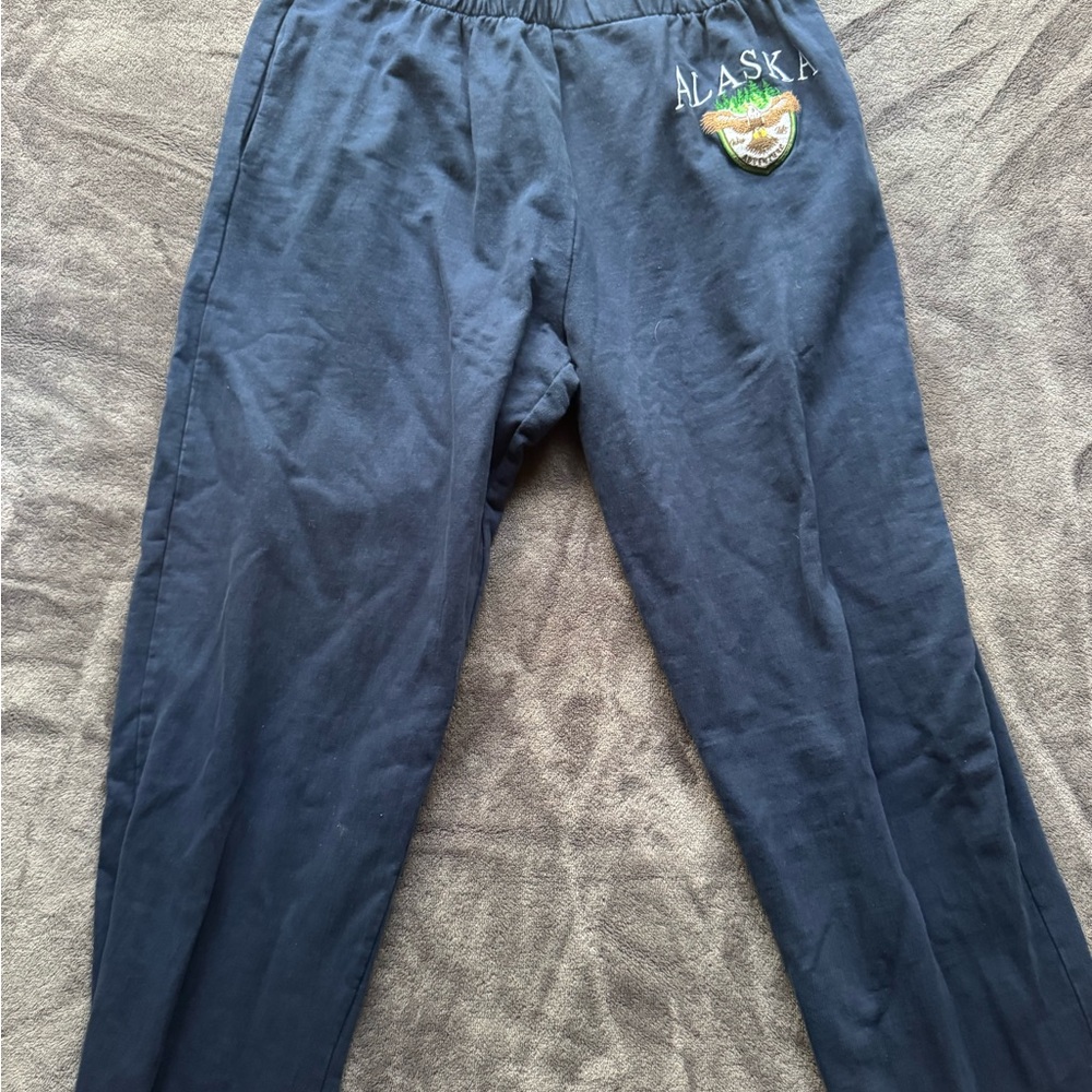 Forever 21 Black Track Pants with Alaska Patch